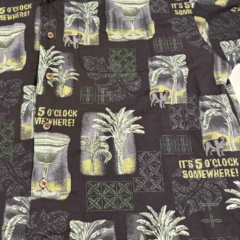Big Dog Rayon Hawaiian Shirt Mens XL 5 O'Clock Somewhere Margarita Aloha